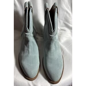 Buck & Brana "Casey" Suede Western Ankle Boots Light Blue Cowgirl Size 7 B NWOT